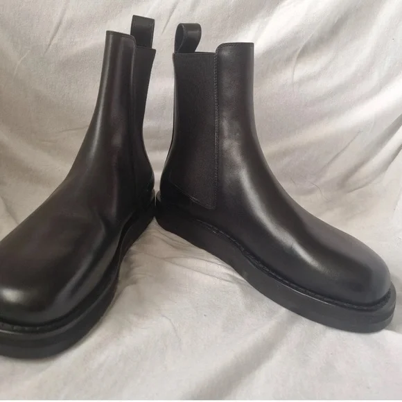 The Row Gaia Black Leather Ankle Boots - Picture 7 of 11